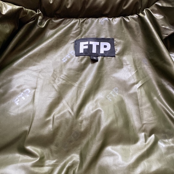 FTP LOGO WORLD DOMINATION QUILT PUFFER JACKET OLIVE - Picture 4 of 6